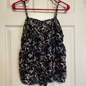 American Eagle Brown and Navy Floral Fairygoth Tank Top Size Small Whimsigoth